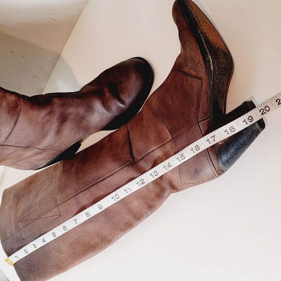 Acne Studios Pistol Brown Burnished Tall Leather Boots Size 37 US 7 - Picture 9 of 12